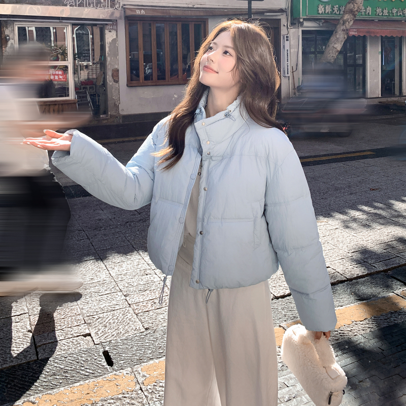 Thermal cstand collar short cotton coat heal down coat