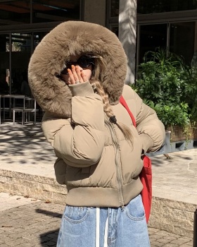 Fur collar hooded down cotton coat