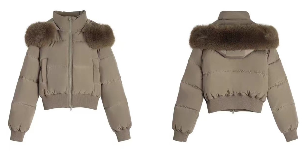 Fur collar hooded down cotton coat