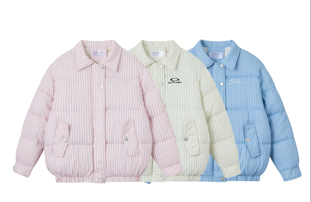Short all-match coat stripe cotton coat for women