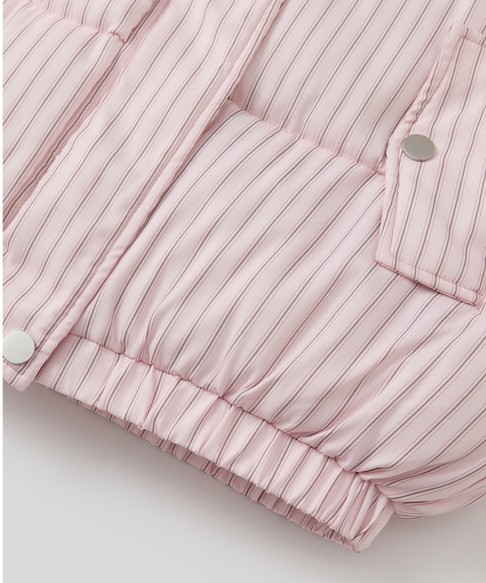 Short all-match coat stripe cotton coat for women