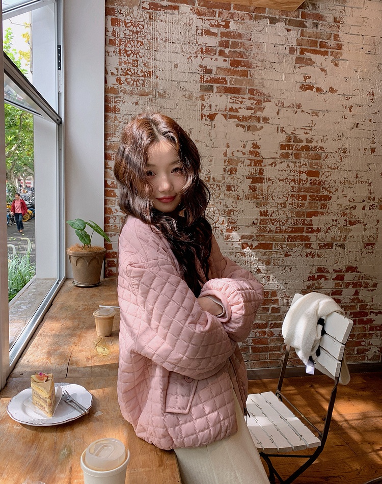 Fashion light cotton coat quilted thin coat for women
