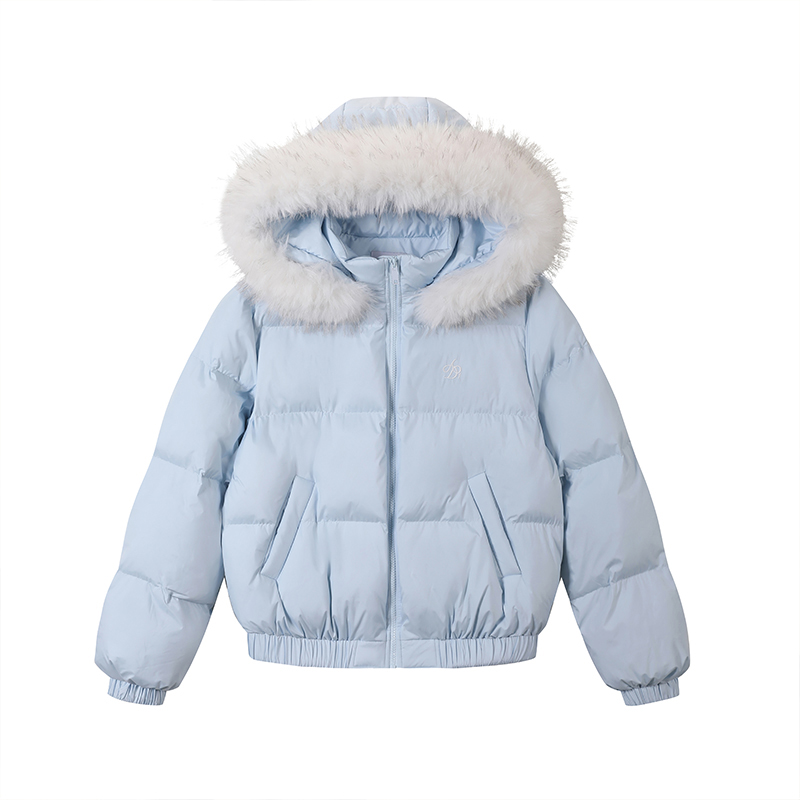 Large fur collar coat thermal cotton coat for women