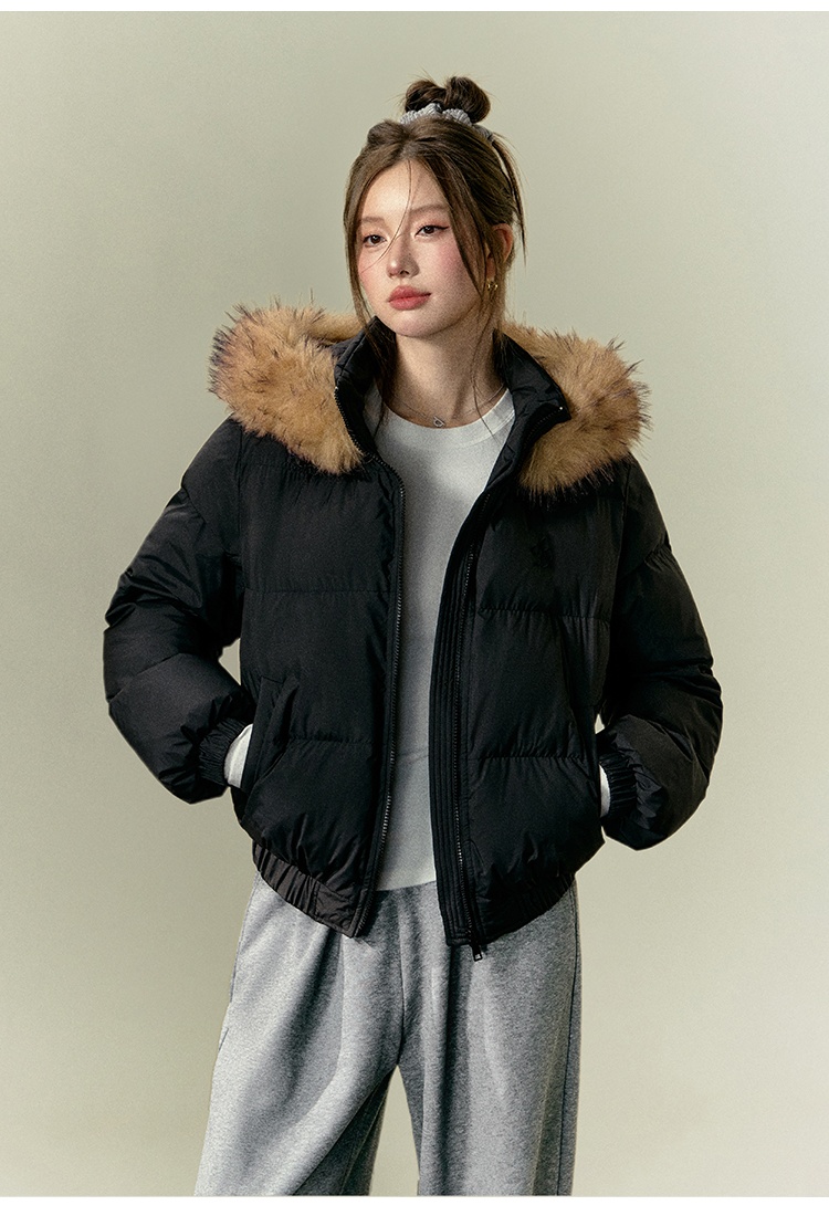 Large fur collar coat thermal cotton coat for women