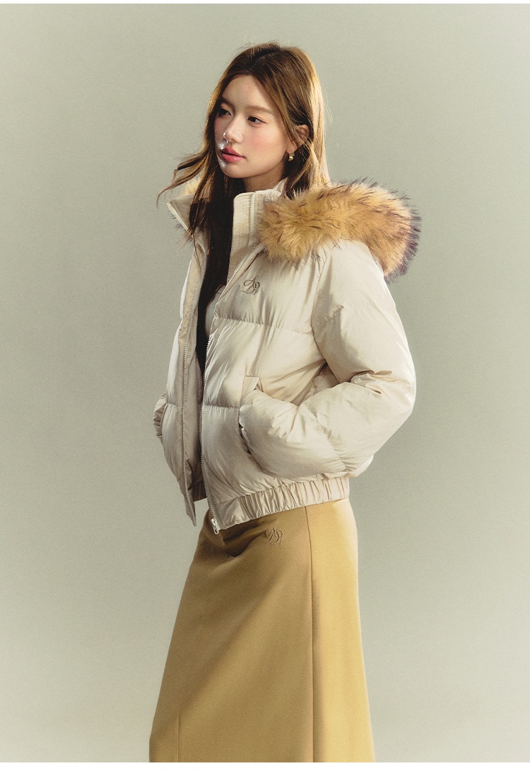 Large fur collar coat thermal cotton coat for women