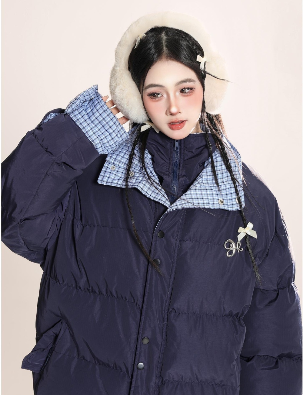 Loose bread clothing double collar cotton coat