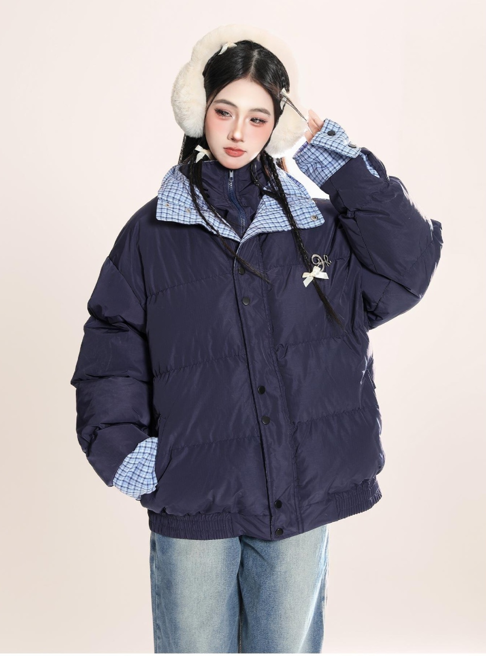 Loose bread clothing double collar cotton coat