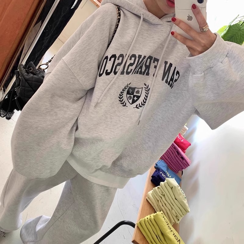 Hooded autumn and winter imitation of cotton thin hoodie
