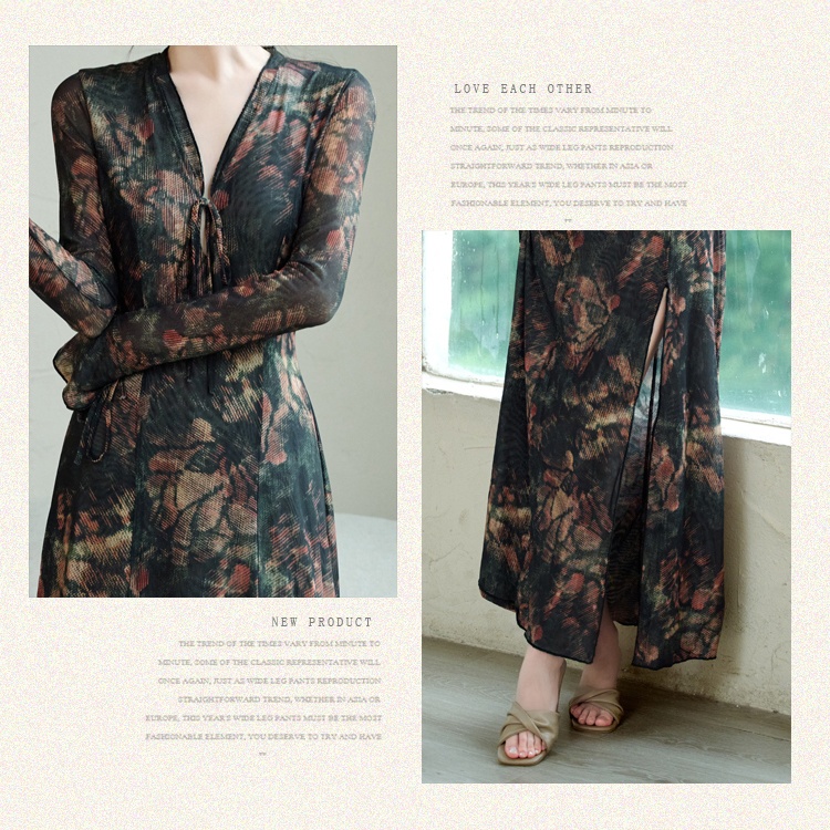 Slim elasticity dress gauze temperament long dress