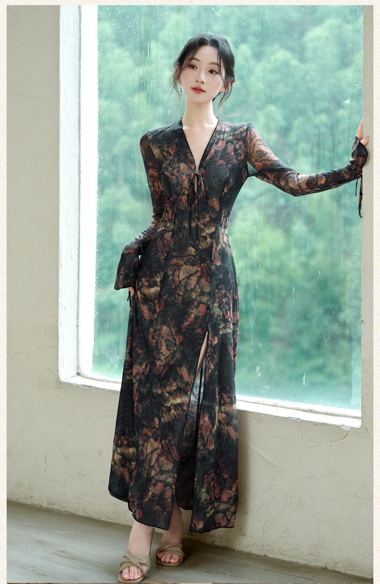 Slim elasticity dress gauze temperament long dress