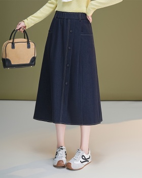 Cover belly fat A-line skirt autumn denim short skirt for women