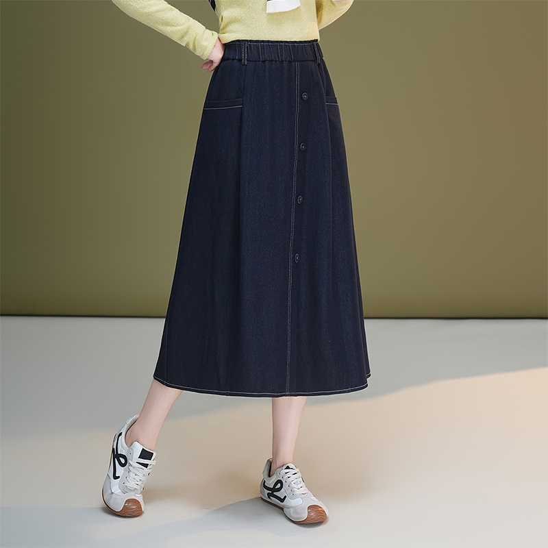 Cover belly fat A-line skirt autumn denim short skirt for women