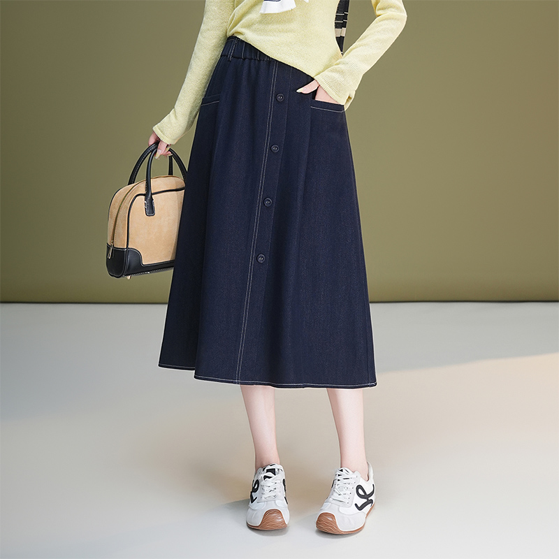 Cover belly fat A-line skirt autumn denim short skirt for women