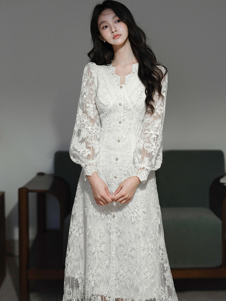 Lady tender long dress France style dress for women