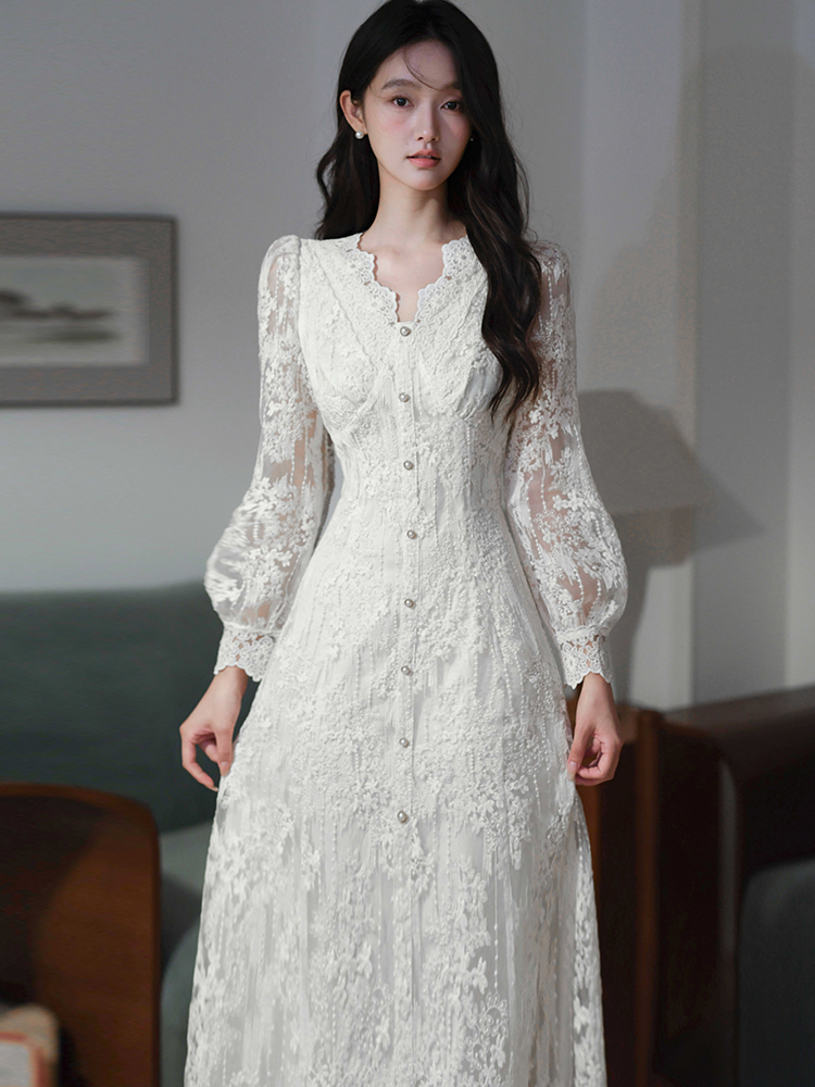 Lady tender long dress France style dress for women