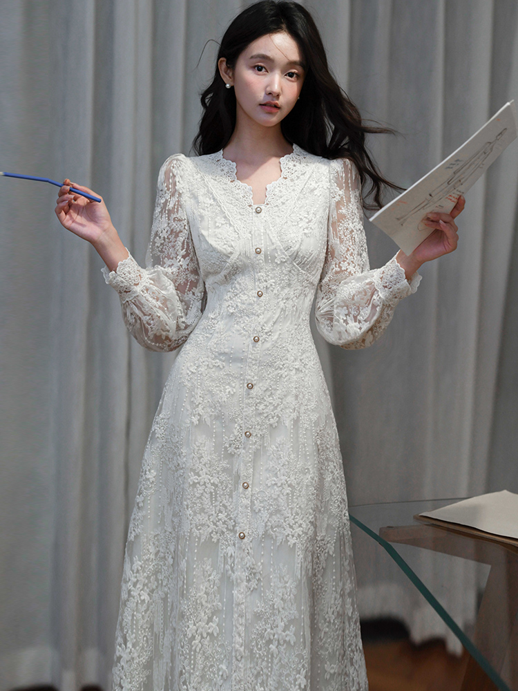 Lady tender long dress France style dress for women