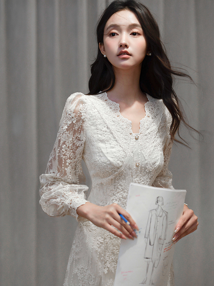 Lady tender long dress France style dress for women