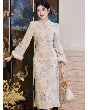 Fashion elegant dress autumn and winter cheongsam for women