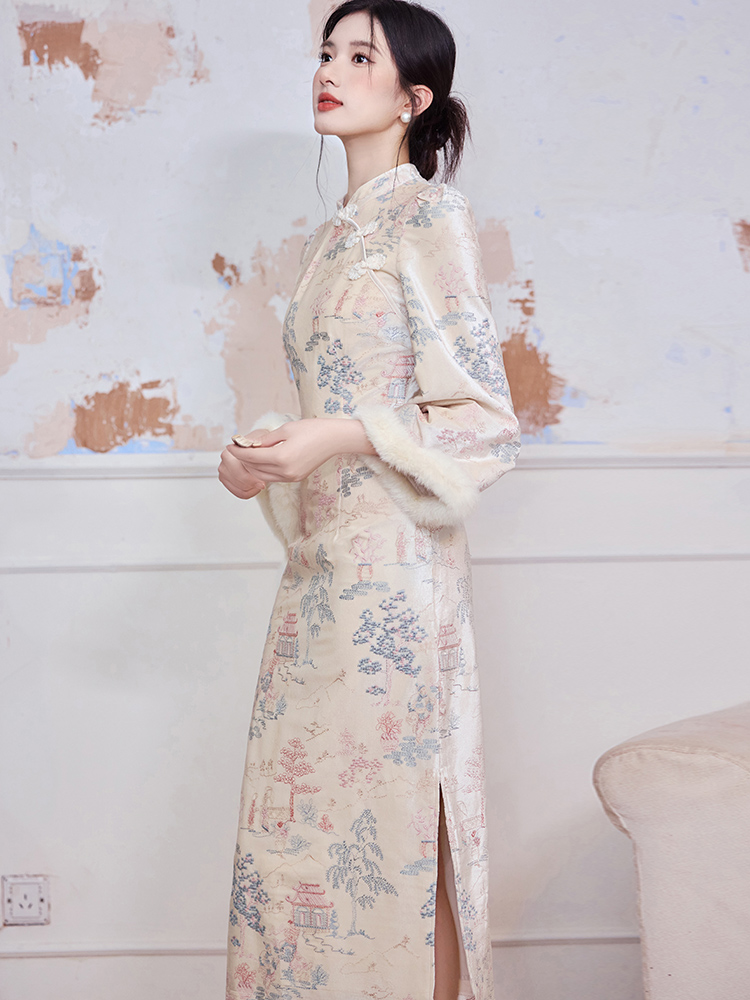 Fashion elegant dress autumn and winter cheongsam for women