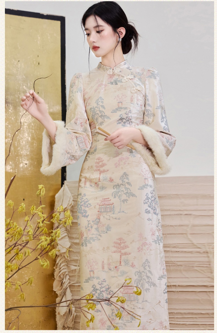Fashion elegant dress autumn and winter cheongsam for women