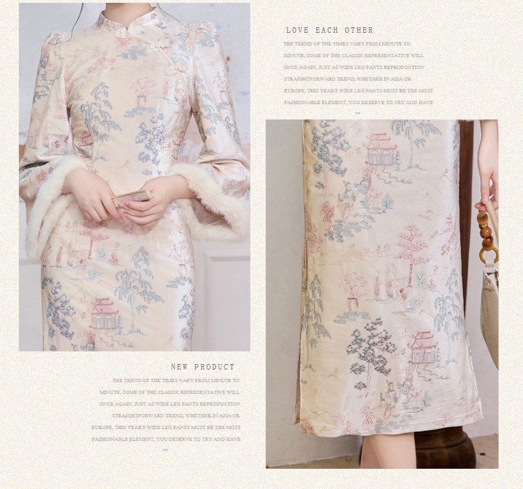 Fashion elegant dress autumn and winter cheongsam for women