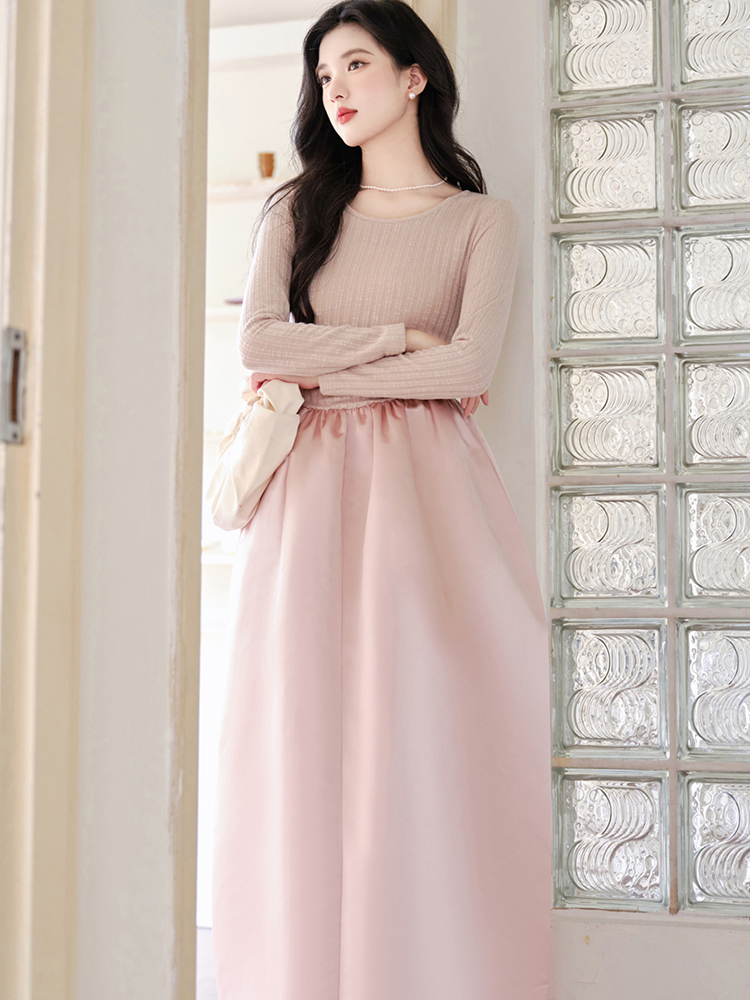 Long sleeve long dress France style dress for women