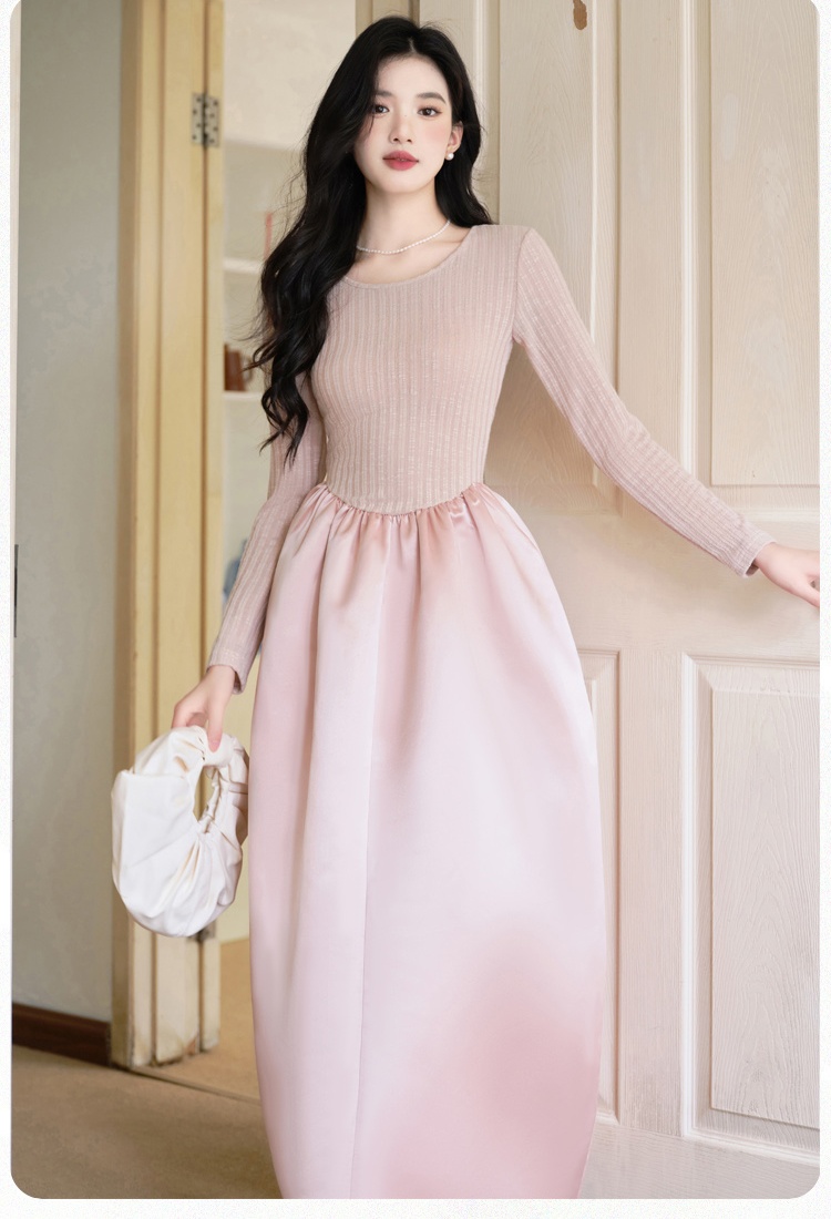 Long sleeve long dress France style dress for women
