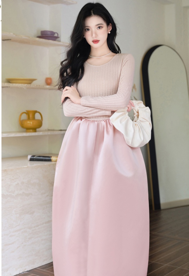 Long sleeve long dress France style dress for women