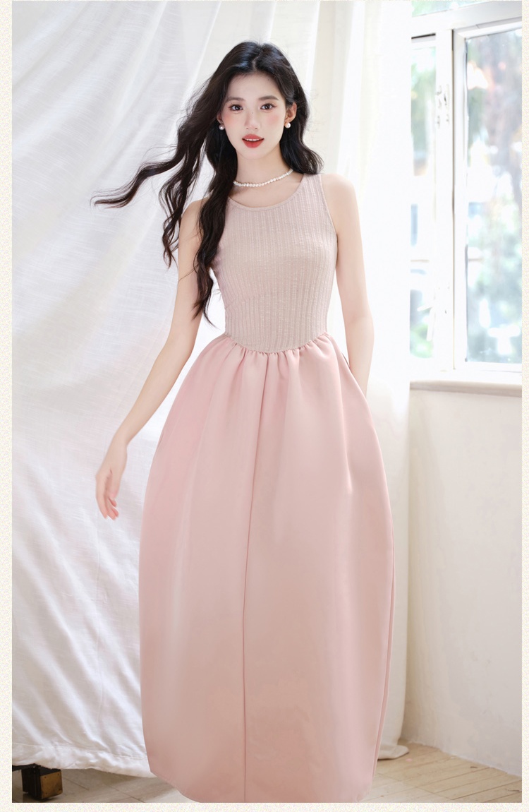 Inside the ride France style long dress autumn knitted dress