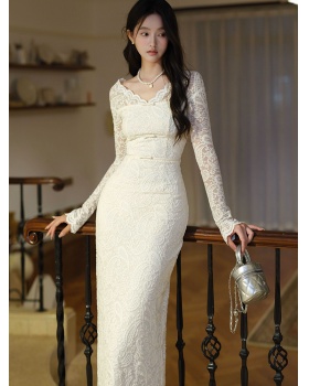 Tender France style dress temperament lace long dress