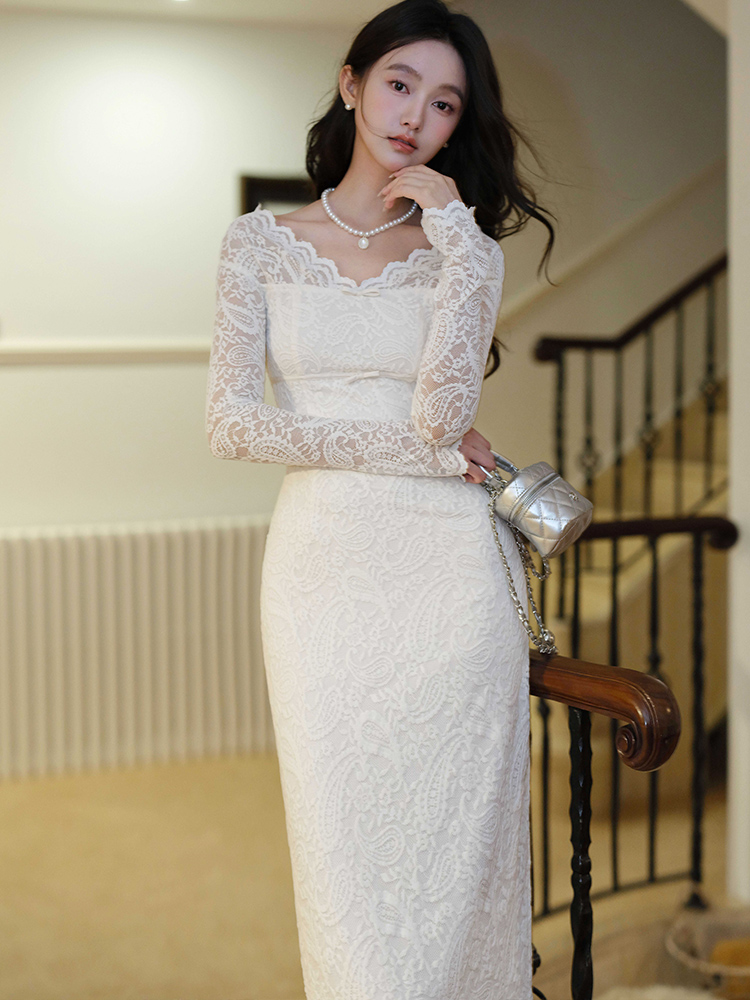 Tender France style dress temperament lace long dress