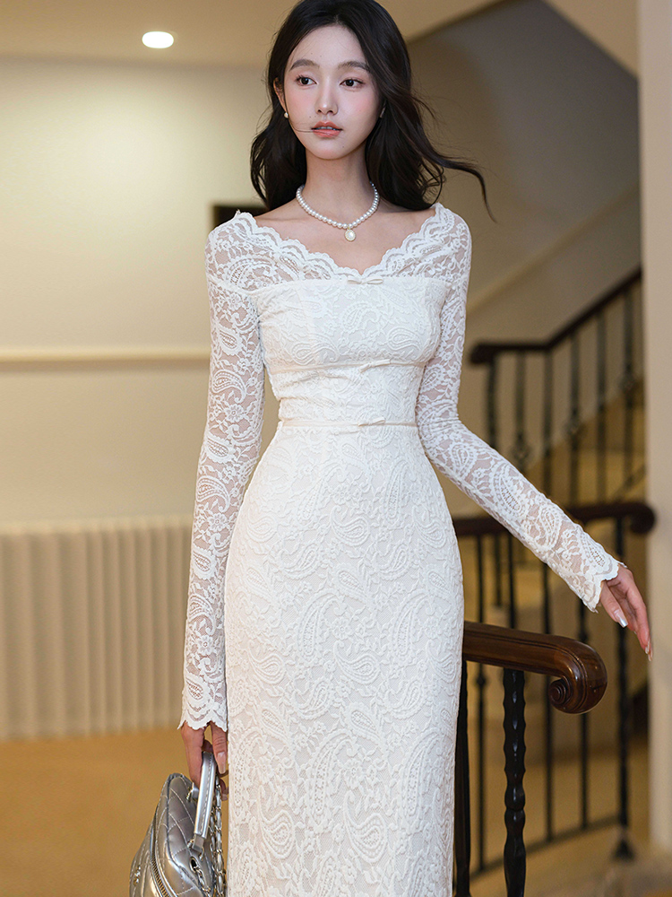 Tender France style dress temperament lace long dress
