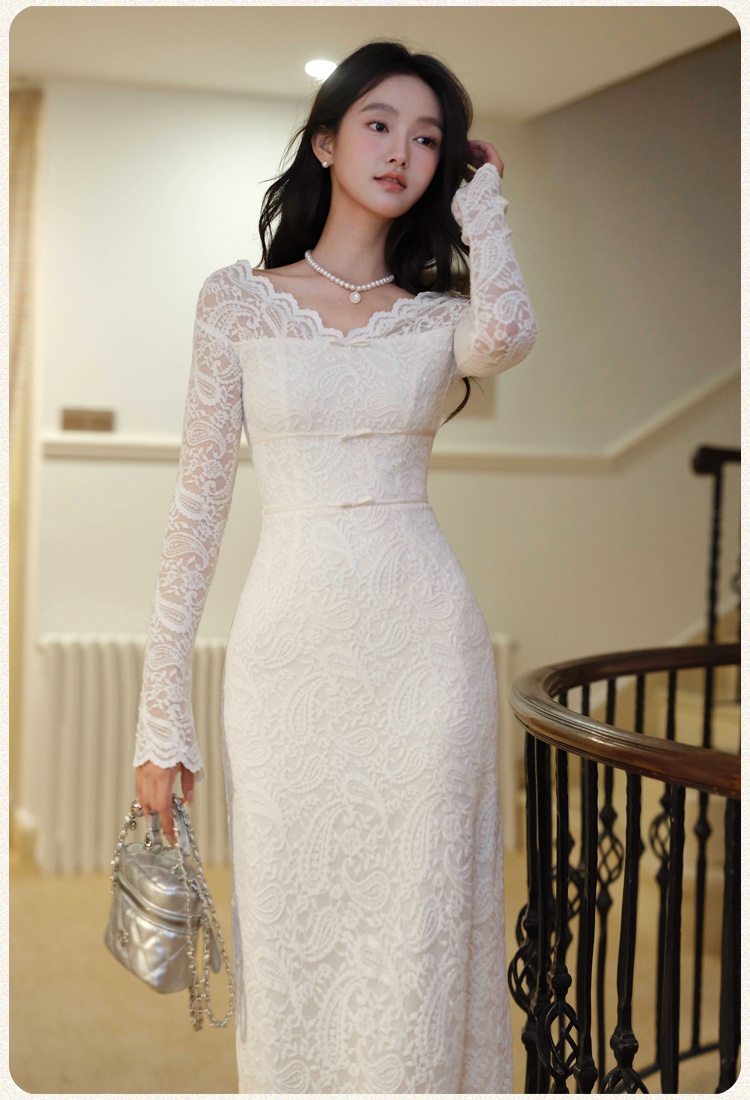 Tender France style dress temperament lace long dress