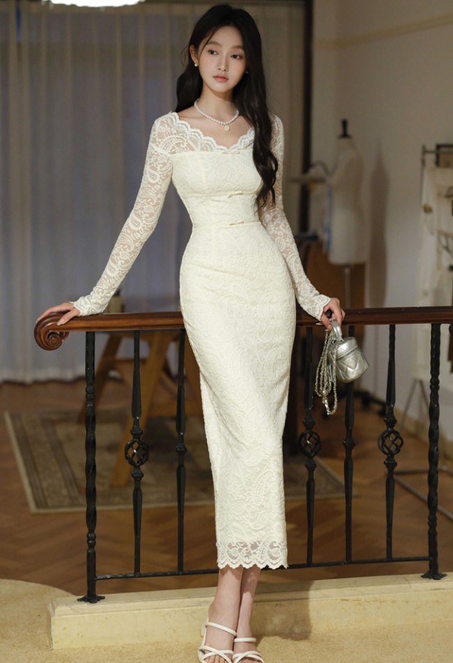 Tender France style dress temperament lace long dress