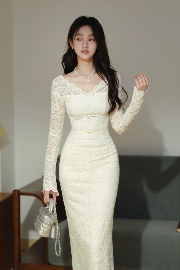 Tender France style dress temperament lace long dress