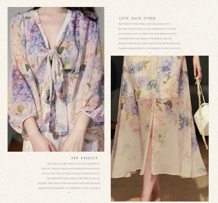 Chiffon summer dress floral long dress for women