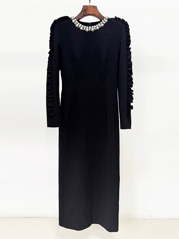 Temperament long sleeve long dress France style dress