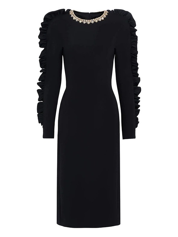 Temperament long sleeve long dress France style dress