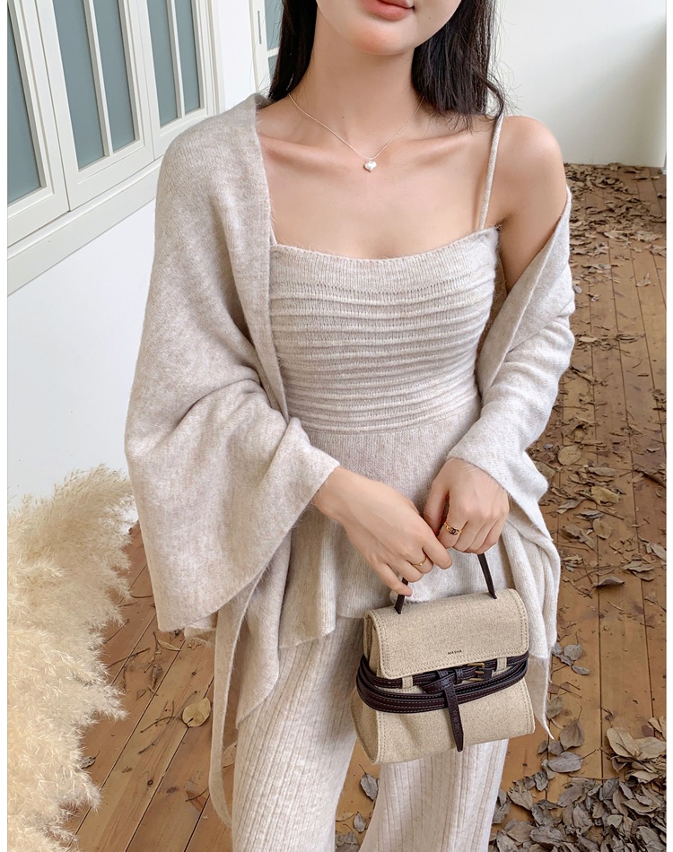 Autumn shawl wide leg pants 3pcs set for women