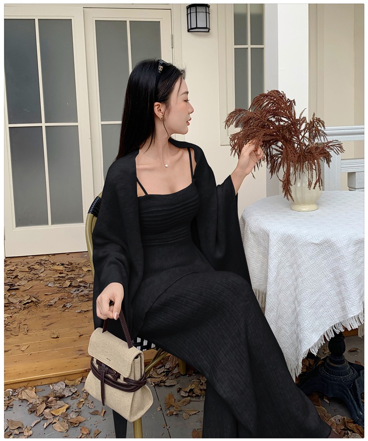 Autumn shawl wide leg pants 3pcs set for women