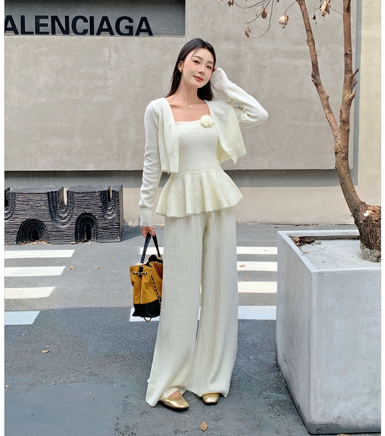 White tops temperament cardigan a set for women
