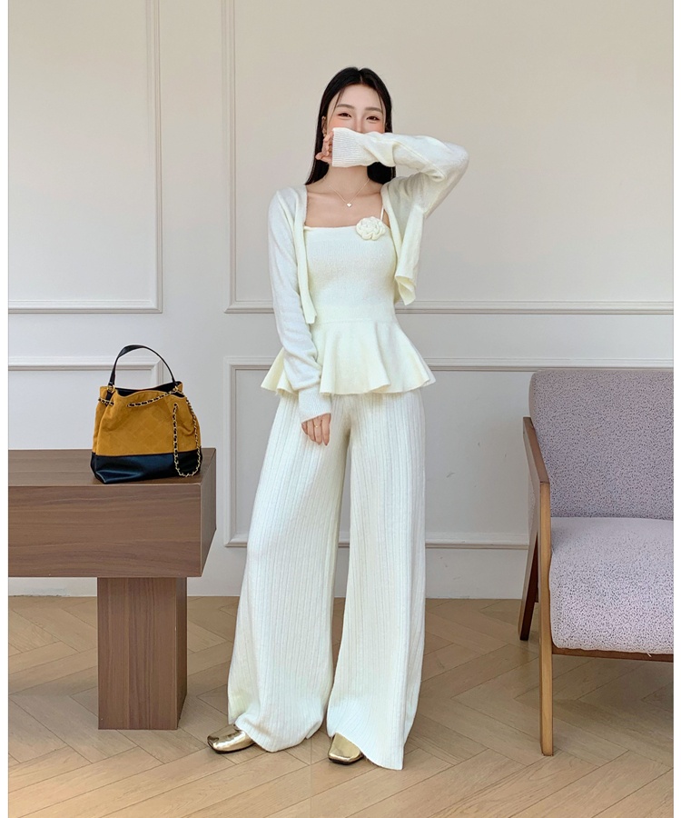 White tops temperament cardigan a set for women