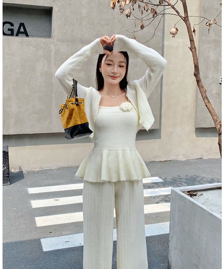 White tops temperament cardigan a set for women