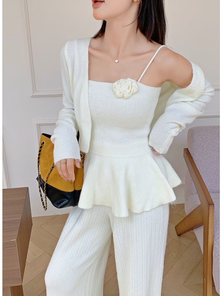White tops temperament cardigan a set for women