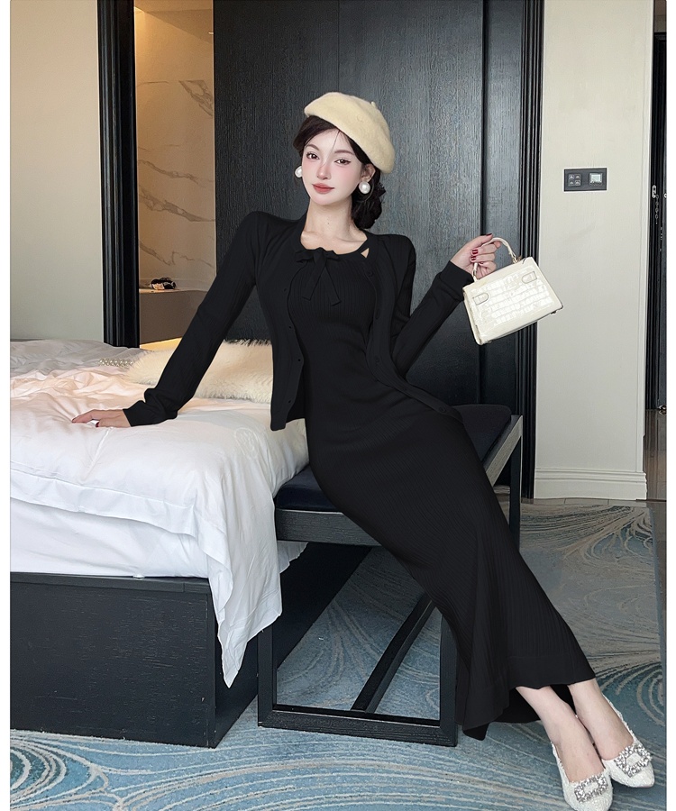 Temperament dress tender cardigan 2pcs set for women