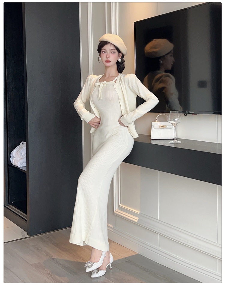 Temperament dress tender cardigan 2pcs set for women