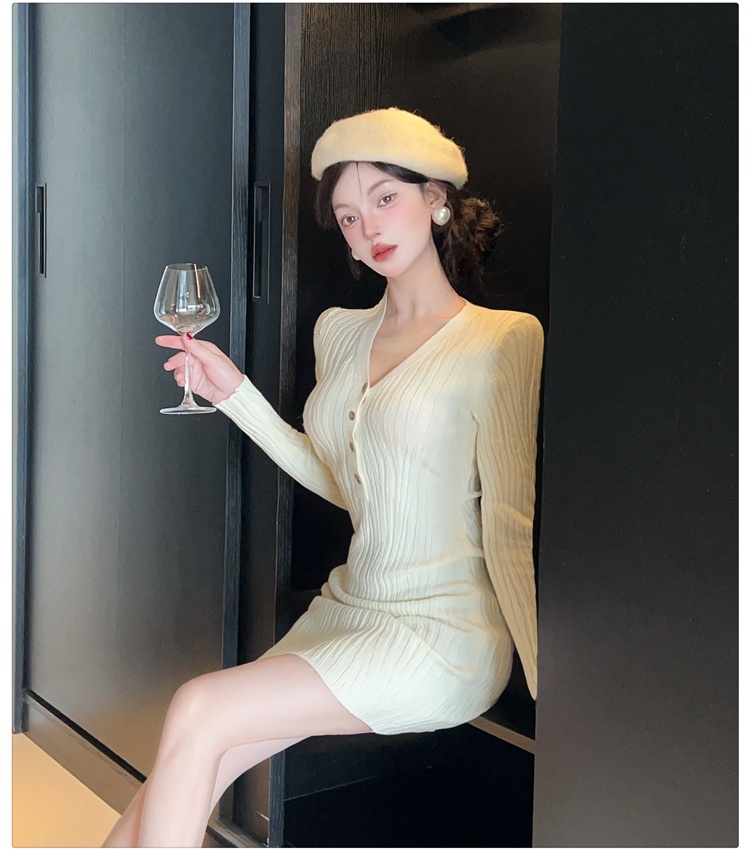 Sexy long sleeve slim package hip enticement dress for women