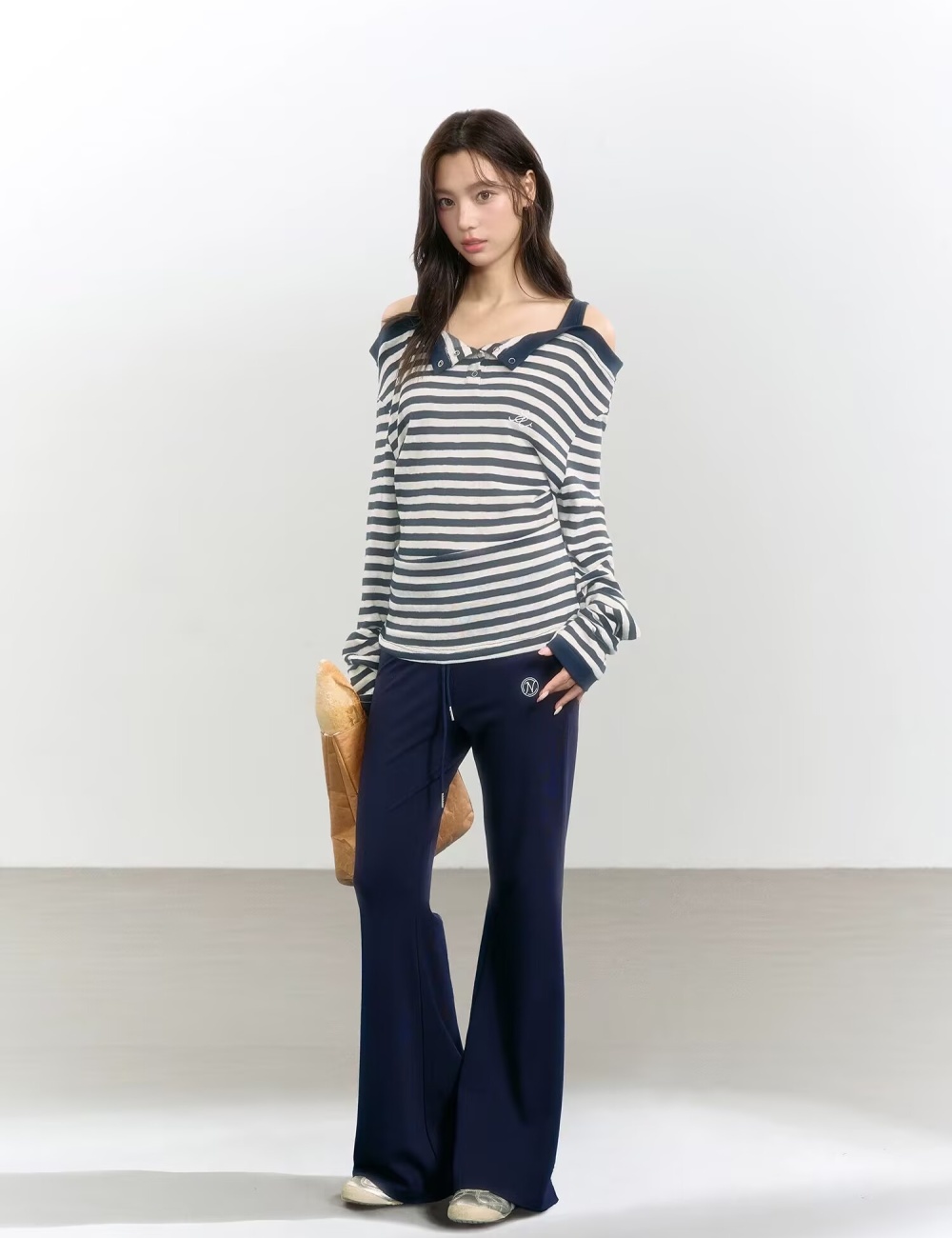 Slim Pseudo-two tops Casual lazy casual pants a set