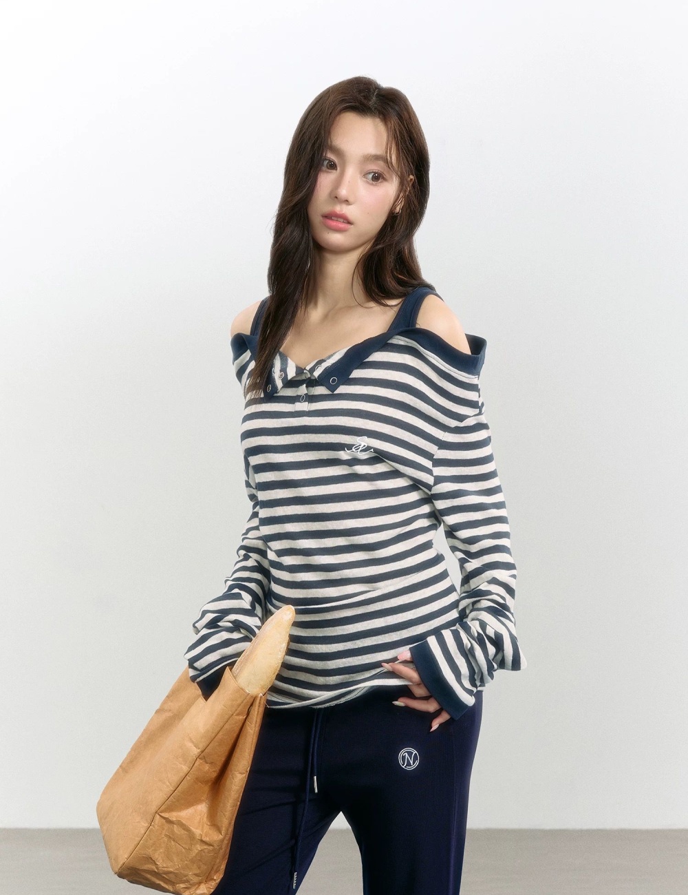 Slim Pseudo-two tops Casual lazy casual pants a set