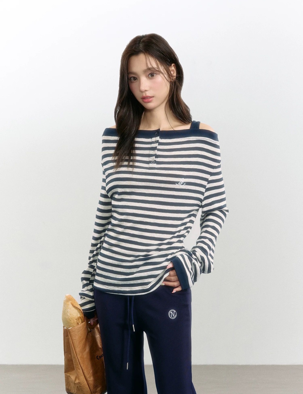 Slim Pseudo-two tops Casual lazy casual pants a set